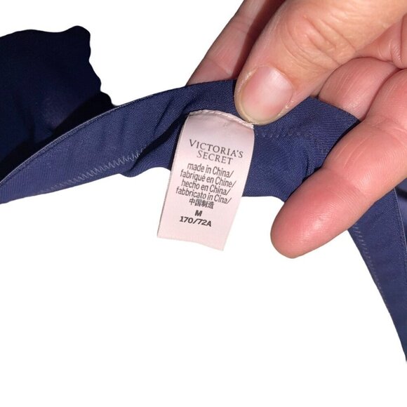 Victorias Secret Womens Skirt Size Medium Blue Satin Slip Midi Elastic Waist - Picture 6 of 8